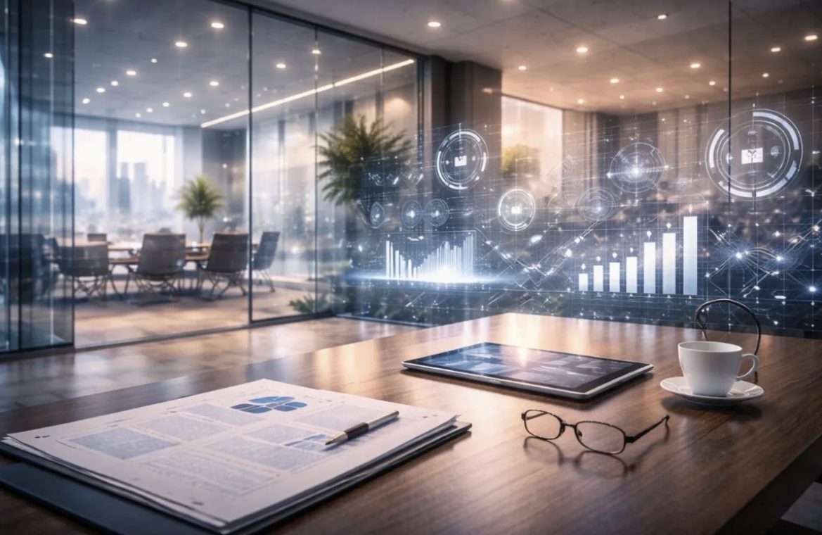 Modern operations workspace with analytics in view